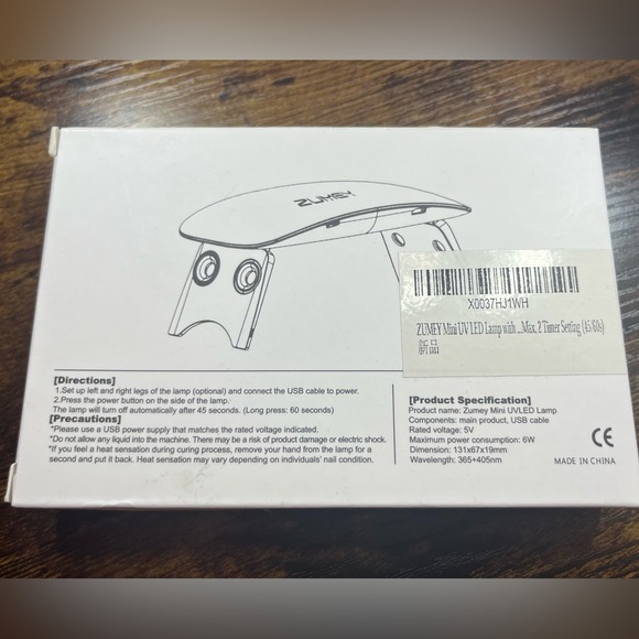 Zumey mini UVLED lamp with cable Brand New still in box - Picture 2 of 3